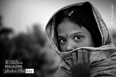 The Shy Little Girl, by Prasanta Singha - Portrait Photography, Photojournalism, Art Photography, Photography Awards, Photo of the Day
