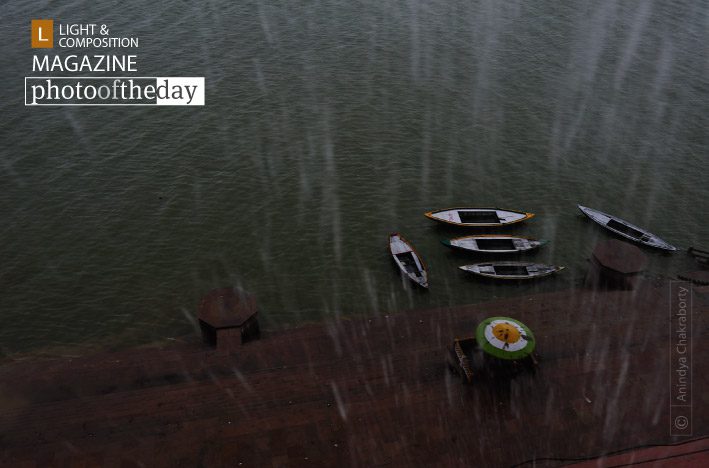 On a Rainy Day in Varanasi, by Anindya Chakraborty - Photojournalism, Documentary Photography, Varanasi, Aerial Photography, Photography Awards