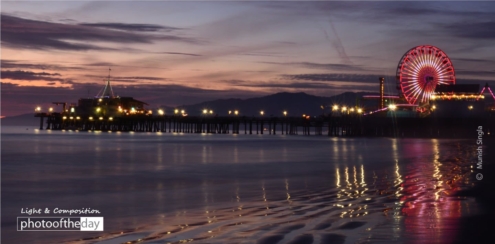 Santa Monica Pier at Night, by Munish Singla - Night Photography, Photography Awards, Photo of the Day, Award Winning Photography, Photography Education