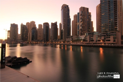 Golden City, by Joy Dasgupta - Night Photography, Photography Awards, Photo of the Day, Art Photography, Dubai Marina