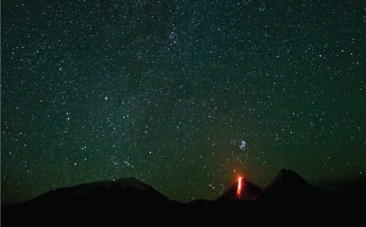Starry Night and the Erupting Volcano, by Sergiy Kadulin - Night Photography, Volcano Photography, Landscape Photography, Award Winning Photography, Photo of the Day