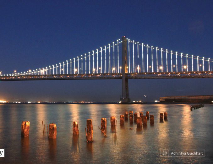 Illuminated Bay Bridge, by Achintya Guchhait - Night Photography, Award Winning Photography, Long Exposure Photography, Photography Awards, Bay Bridge
