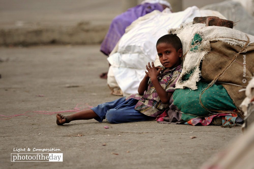 A Slum Boy in India, by Kristian Bertel - Street Photography, Photojournalism, India, Documentary Photography, Kristian Bertel