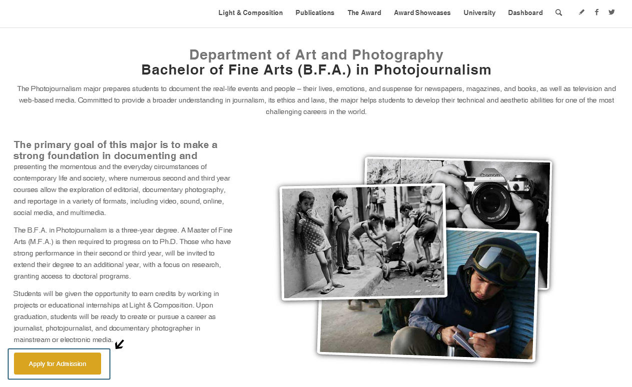 Getting Admitted to University - Online Photography Courses, Photography Education, Photography Degrees, Photography Awards, Light & Composition University