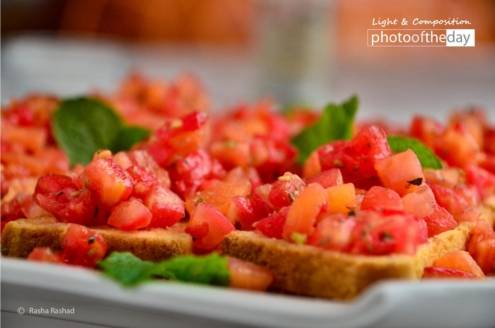 Tomato & Basil Bruschettas, by Rasha Rashad - Food Photography, Photo of the Day, Photography Award, Rasha Rashad, Bruschetta