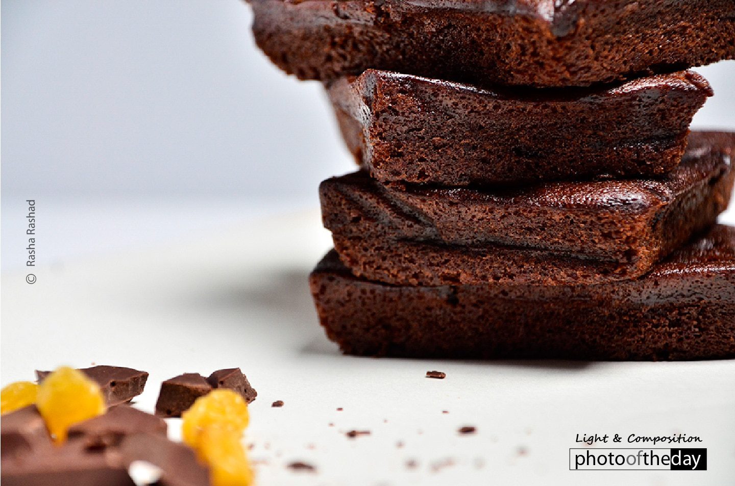 Brownies on White, by Rasha Rashad - Food Photography, Photography Award, Photo of the Day, Food Photography Awards, Rasha Rashad