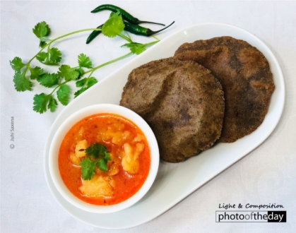 Buckwheat Bread and Potato Curry by Juhi Saxena - Food Photography, Photo of the Day, Photography Awards, Online Photography Courses, Award Winning Photography