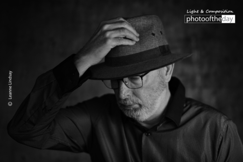 A Man & His Hat by Leanne Lindsay - Portrait Photography, Monochrome Photography,  Photography Lighting, Online Photography Courses, Light & Composition University