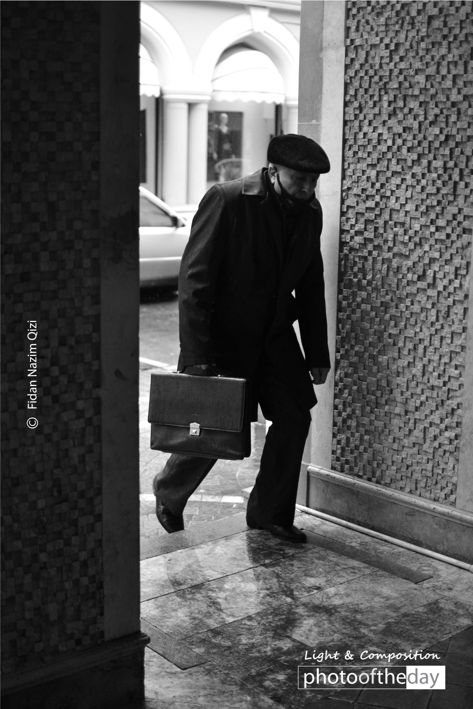 A Rainy Day by Fidan Nazim Qizi - Photojournalism, Photography Award, Black and White Photography, Rainy Day Photography, Photo of the Day