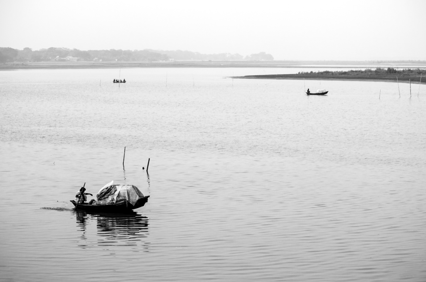 In the Serene Waters of the River Arial Khan by Shahnaz Parvin - Photojournalism, Black and White Photography, Art Photography, Photography Awards, Photo of the Day