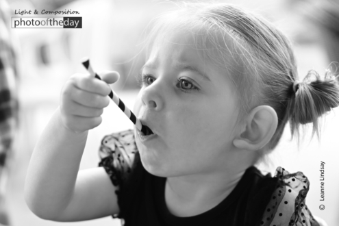 Ivy's Straw by Leanne Lindsay - Portrait Photography, Black and White Photography, Photo of the Day, Photography Awards, Leanne Lindsay