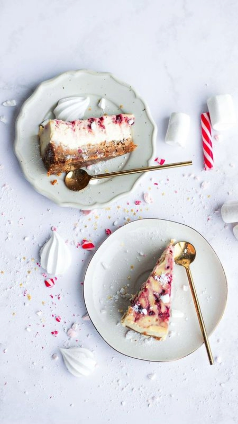 Wintery Cheesecake with Cranberry Sauce by Larisa Sferle - Food Photography, Cheesecake Photography, Winter Photography, Food Styling, Larisa Sferle