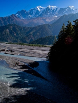 Figures by the Glacial River, Himalayan Foothills - Fine Art Photography Prints, Limited Edition Photography, Giclée Print, Landscape Photography, Art Photography for Sale