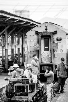 Workers Waiting by the Tracks - Fine Art Photography Print, Limited Edition Photography, Black and White Photography, Museum-Quality Print, Contemporary Art Photography