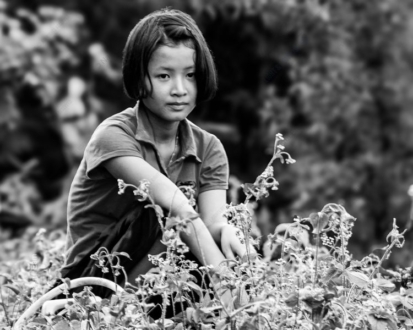 Young Girl Among the Wildflowers - Fine Art Photography Print, Limited Edition Photography, Giclée Print, Black and White Photography, Art Photography