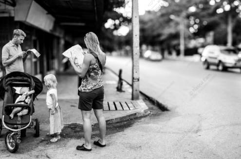 Lost in Translation: Family on a Street Corner - Fine Art Photography Print, Limited Edition Photography, Monochrome Photography, Giclée Print, Street Photography