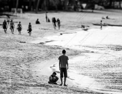Two Boys by the Shoreline - Fine Art Photography Print, Limited Edition Photography, Black and White Photography,  Art Photography for Sale, Collector's Photography