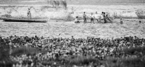 Fishermen Casting a Net at the River's Edge - Fine Art Photography Print, Limited Edition Photography, Giclée Print, Black and White Photography, Documentary Photography