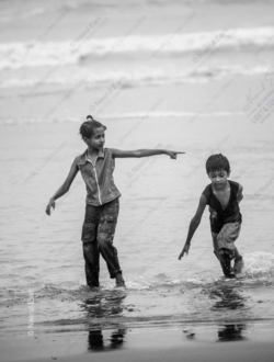 The Pointing Girl at the Water's Edge - Fine Art Photography Prints, Limited Edition Photography, Giclée Print, Black and White Photography, Art Photography Investment