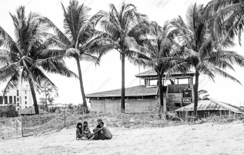A Family's Rest on a Sandy Shore - Fine Art Photography Print, Limited Edition Photography, Museum-Quality Artwork, Black and White Photography, Family Portrait