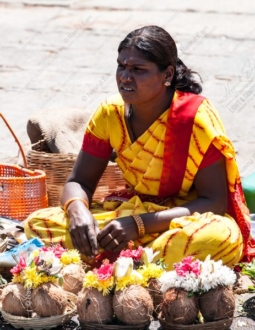Woman with Sacred Coconut Offerings - Fine Art Photography Print, Limited Edition Photography, Giclée Print, Contemporary Art Photography, Portrait Photography
