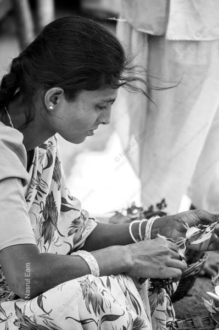 Woman Tending to Leaves in the Wind - Fine Art Photography Print, Limited Edition Photography, Giclée Print, Black and White Photography,  Art Photography