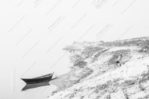 A Solitary Boat on the Quiet Shore - Fine Art Photography Print, Limited Edition Photography, Giclée Print,  Luxury Photography Art,  Black and White Photography