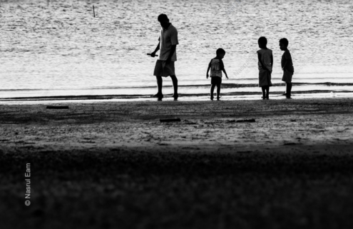 A Man and Three Children - Fine Art Photography Print, Limited Edition Photography, Monochrome Photography, Art Photography Print, Collector's Photography