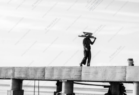 The Solitary Worker on the Pier - Fine Art Photography Print, Limited Edition Photography, Black and White Photography,  Documentary Photography,  Art Photography for Sale