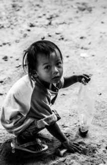 A Child Crouching in the Dust - Fine Art Photography Print, Limited Edition Photography, Black and White Portrait, Giclée Print, Child Portrait