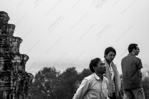 Three Travelers by the Temple Wall - Fine Art Photography Print, Limited Edition Photography, Museum-Quality Photography, Black and White Photography,  Luxury Photography Art