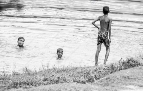 Three Boys at the River's Edge - Fine Art Photography Print, Limited Edition Photography, Black and White Photography,  Museum-Quality Photography,  Contemporary Art Photography