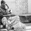 Vendor Seated with His Wicker Basket - Fine Art Photography Print, Limited Edition Photography, Black and White Photography, Documentary Photography,  Museum-Quality Prints