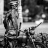 The Silver Watchman and His Motorcycle - Fine Art Photography Print, Limited Edition Photography, Giclée Print, Black and White Photography,  Contemporary Art Photography
