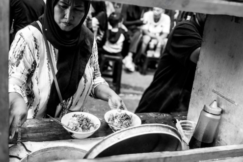 A Woman at Her Food Stall - Fine Art Photography Print, Limited Edition Photography, Giclée Print, Black and White Photography,  Contemporary Art Photography