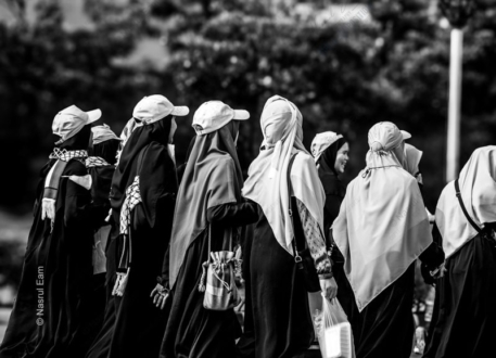 A Procession of Women in Veils and White Caps - Fine Art Photography Print, Limited Edition Photography, Giclée Print, Black and White Photography, Documentary Photography