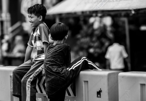 Two Boys on a Street-Side Barricade - Fine Art Photography Prints, Limited Edition Photography, Giclée Print, Art Photography Collectors, Museum-Quality Photography