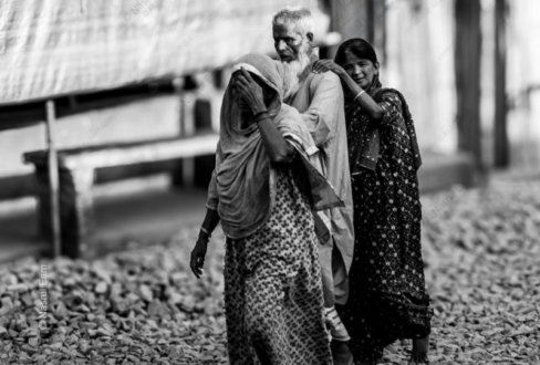 Three Figures on a Rocky Path - Fine Art Photography Print, Limited Edition Photography, Museum-Quality Artwork, Black and White Photography, Photography for Collectors