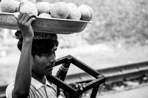 The Young Vendor with Tray and Frame - Fine Art Photography Print, Limited Edition Photography, Black and White Photography, Documentary Photography,  Fine Art Prints