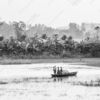 Figures in a Boat on the Hazy Water - boat photography composition, visual storytelling photography, monochrome photography techniques, humanistic photography art, tonal control photography, atmospheric photography