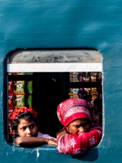 Woman and Child at the Teal Window