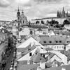 View from the Tower to Prague Castle by Mirka Krivankova - Art Photography, Prague Castle Photography, Black and White Photography, Photo of the Day, Online Photography Courses